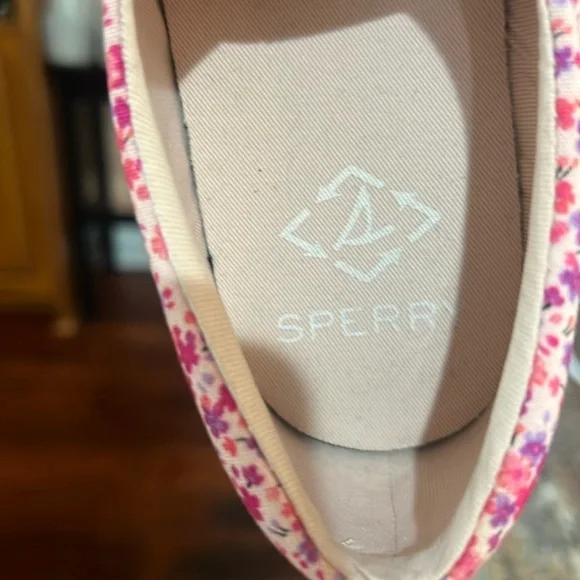 58. Sperry, Crest Vibe Floral Pink Boat Shoes Women’s Sz. 9.5 W. Leather laces - Picture 12 of 15